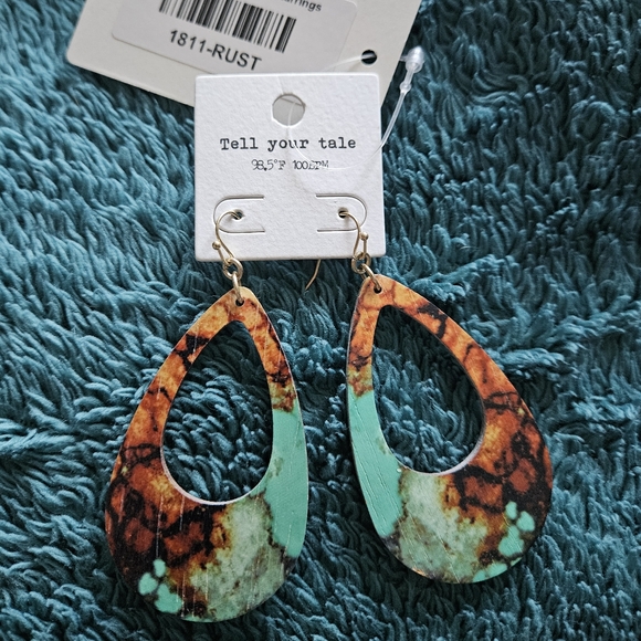 Marble Wood Teardrop Earrings - Picture 2 of 3